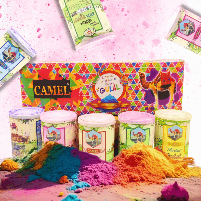 Camel Gulal Rajnigandha Dibbi Box – Premium Fragrant Holi Colour Powder | Skin-Friendly, Non-Toxic, Herbal Blend – by Camel