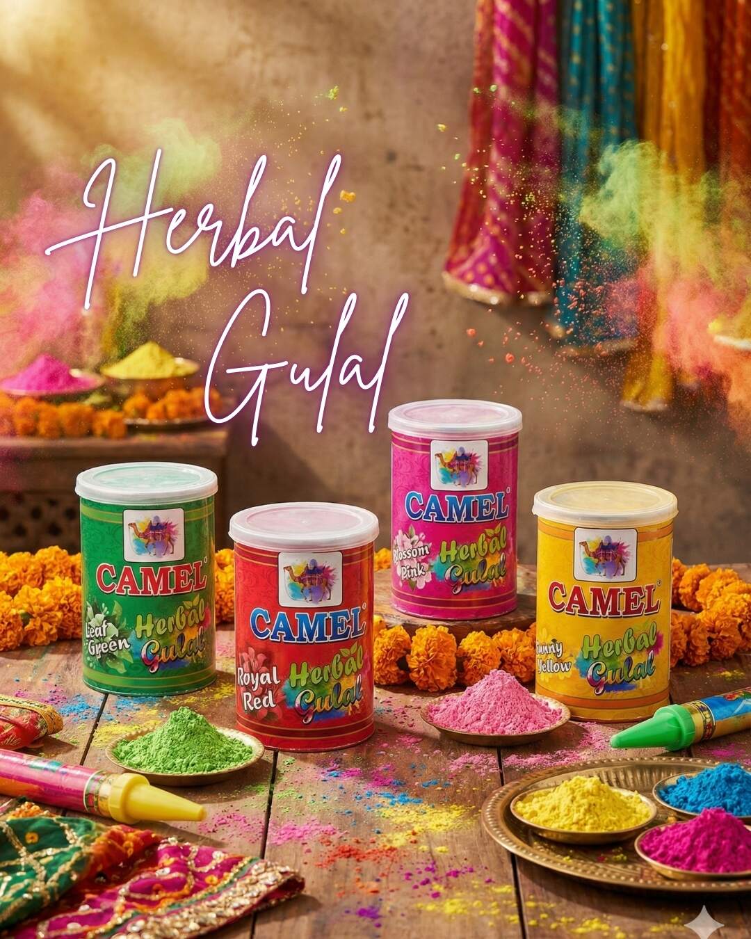 Fusion Herbal Gift Pack - Gulal | Camel | Luxurious Holi Color Set with Skin-Friendly Herbal Gulal for Gifting & Celebrations | Natural, Safe & Eco-Friendly Holi Gift Box | 6 pce in box 3 Fusion Herbal Gift Pack - Gulal | Camel | Luxurious Holi Color Set with Skin-Friendly Herbal Gulal for Gifting & Celebrations | Natural, Safe & Eco-Friendly Holi Gift Box | 6 pce in box - Image 3