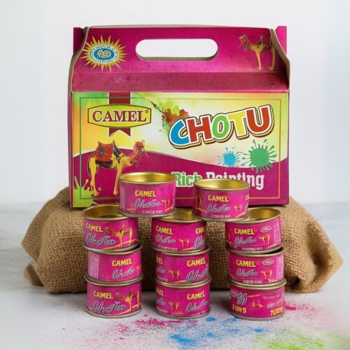 Camel Chotu 3.5g Dibbi Box Rooh Rang – Camel Holi Colour | Herbal, Skin-Friendly & Non-Toxic Mini Gulal Jar | Festive & Gifting Essential | Pack of 12