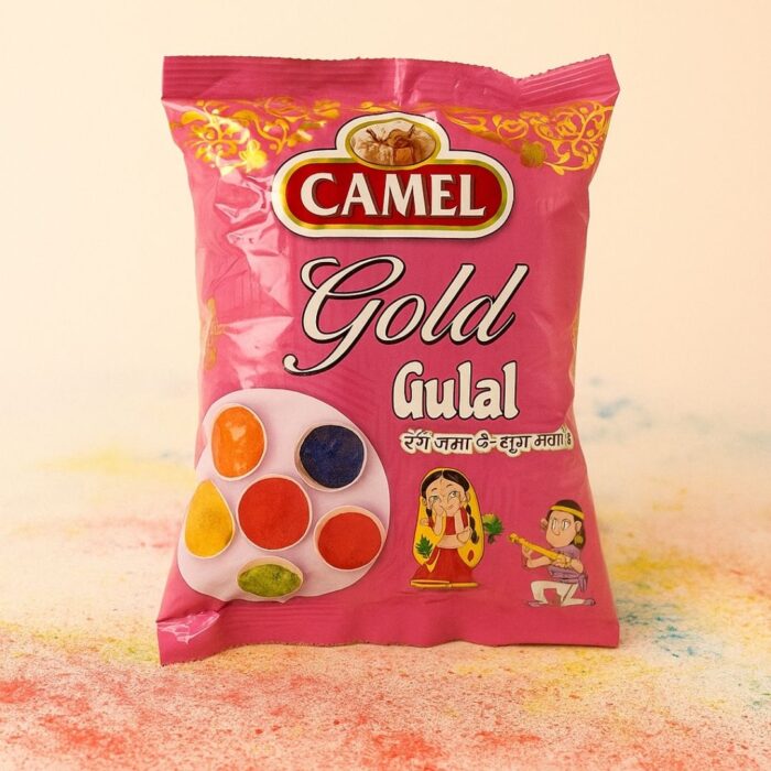 Camel Gold Air Pouch 80g – Camel Holi Color | Herbal, Skin-Friendly, Vibrant Gulal for Festive Celebrations | Pack of 12 - Image 3