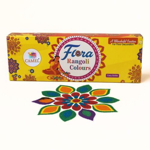 Camel-Flora Rangoli Colours| 10 Easy Bottle Tube Kit for Floor Decoration, Diwali, Navratri, Pongal, Pooja & Mandir Decor (Non-Sticky, Non-Toxic, Uniform Size, Pack of 10)