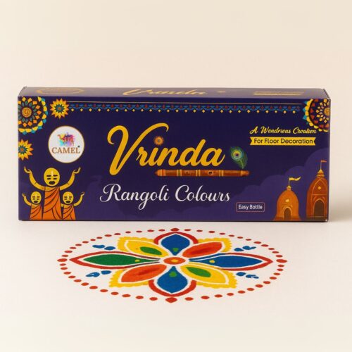 Camel -Vrinda Rangoli Colours| 10 Tube Kit Easy Bottle Design Powder for Diwali, Navratri, Pongal, Pooja, Mandir & Home Decoration (Non-Sticky, Non-Toxic, Uniform Size, Pack of 10)