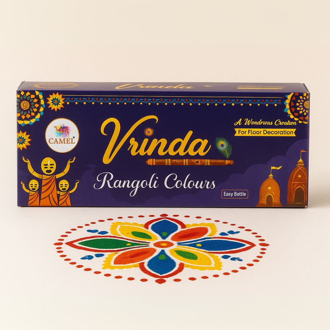 Camel -Vrinda Rangoli Colours| 10 Tube Kit Easy Bottle Design Powder for Diwali, Navratri, Pongal, Pooja, Mandir & Home Decoration (Non-Sticky, Non-Toxic, Uniform Size, Pack of 10) 1 Camel -Vrinda Rangoli Colours| 10 Tube Kit Easy Bottle Design Powder for Diwali, Navratri, Pongal, Pooja, Mandir & Home Decoration (Non-Sticky, Non-Toxic, Uniform Size, Pack of 10)