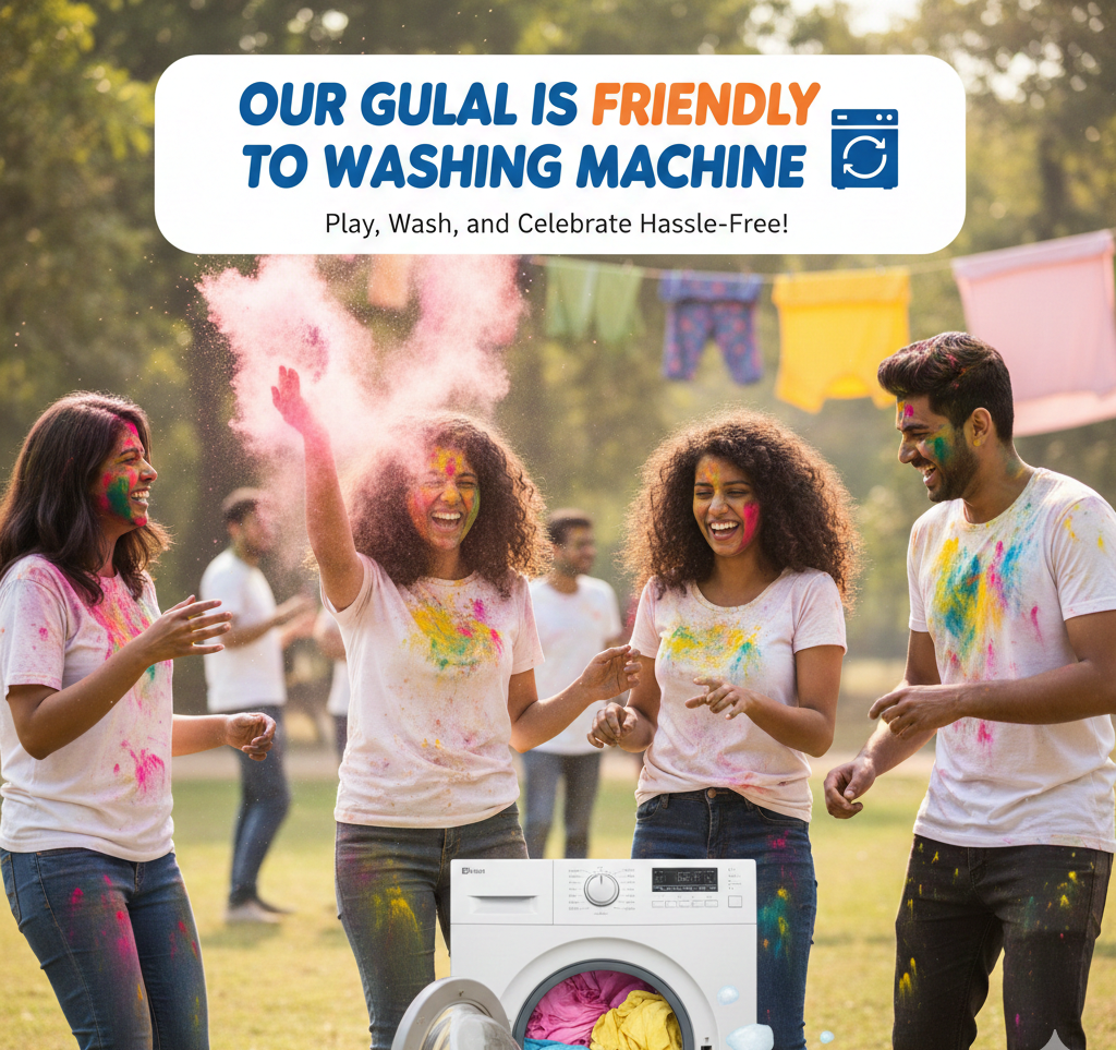 Our Gulal is Friendly to Washing Machine – Play, Wash, and Celebrate Hassle-Free!