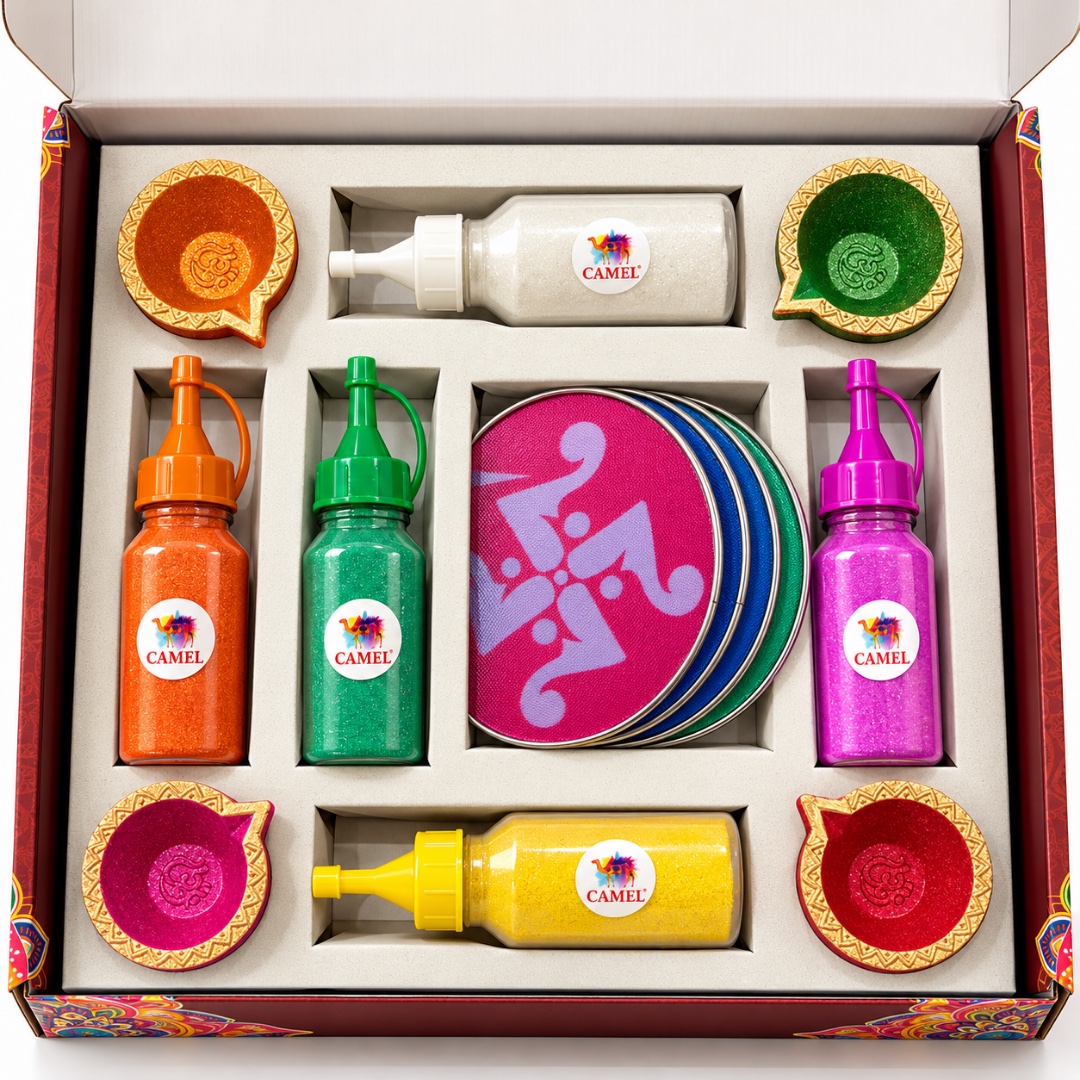 Camel Flora Gift Pack Rangoli Kit – Special Diwali Edition with Diyas, Rangoli Colours and Rangoli Stencils | Decorative Rangoli Powder Set for Diwali Gifts, Festive Celebrations & Corporate Gifting 2 Camel Flora Gift Pack Rangoli Kit – Special Diwali Edition with Diyas, Rangoli Colours and Rangoli Stencils | Decorative Rangoli Powder Set for Diwali Gifts, Festive Celebrations & Corporate Gifting - Image 2