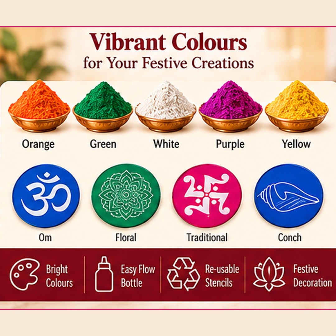 Camel Flora Gift Pack Rangoli Kit – Special Diwali Edition with Diyas, Rangoli Colours and Rangoli Stencils | Decorative Rangoli Powder Set for Diwali Gifts, Festive Celebrations & Corporate Gifting 5 Camel Flora Gift Pack Rangoli Kit – Special Diwali Edition with Diyas, Rangoli Colours and Rangoli Stencils | Decorative Rangoli Powder Set for Diwali Gifts, Festive Celebrations & Corporate Gifting - Image 5